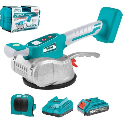 Total 125 mm 20V Cordless Tile Vibration Machine With Battery, Charger & kneepads (TTVLI20101)