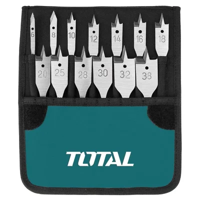 Total 13 Pcs Flat Wood Drill Bits (6, 8,10,12,14,16,18,20,25,28,30,32,38 mm) (TACSD70131)