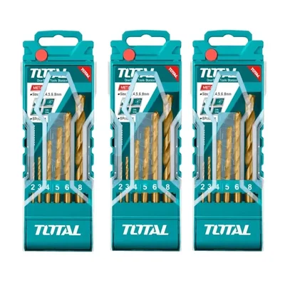 Total 6 Pcs 2, 3, 4, 5, 6 & 8 mm HSS Twist Metal Drill Bits Set (TACSD0065) Pack of 3