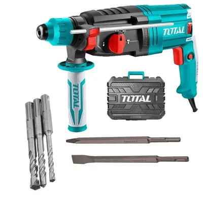 Total 28 mm Rotary Hammer Drill Machine 950 Watt with Accessories, 1050 RPM (TH309288)