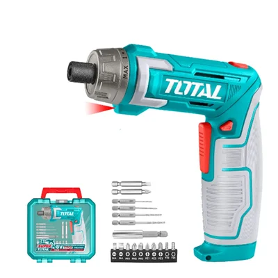 Total 6.35mm 8V Cordless Screwdriver With 17 Pcs Accessories, Max. Torque 6 Nm (TSDLI08025)