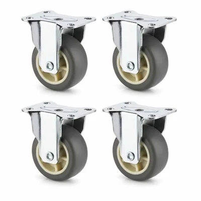 Heavy Duty 1 Inch Pack Of 4 Fixed Type Plain Bore TPR Caster Wheel