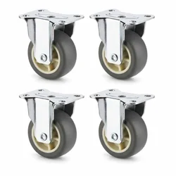 Heavy Duty 1 Inch Pack Of 4 Fixed Type Plain Bore TPR Caster Wheel