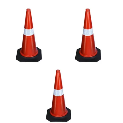 SENSE SAFETY Lightweight Traffic Cone with Reflective Bands -Perfect for Social Distancing and Road Management-Pack of 3