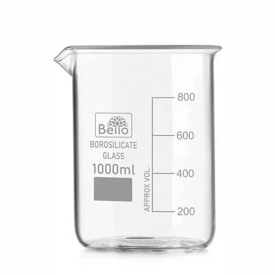 Bello 1000 ml Borosilicate 3.3 Glass Transparent Beakers with Graduation Marks