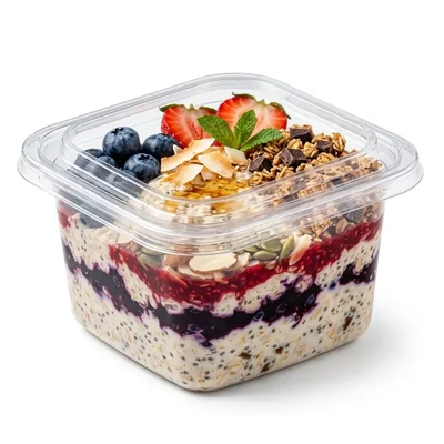 1000pcs, 375ml (12oz) Square PET Containers with Lid for Cookies and Snacks Packaging