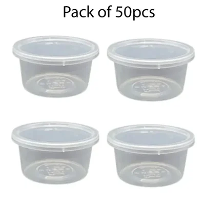 400ml Plastic Food Containers with Lids, Reusable Microwave & Freezer Safe Transparent Box for Commercial Food Delivery(Pack-50 pcs)