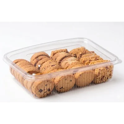 400 Pcs, 2000 ml Transparent Hinged PET Container for Meal, Snacks, Cookies Packaging