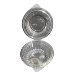 100pcs, 350ml Transparent Round Hinged Container for Dhokla, Burger and Snacks Packaging