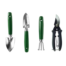 Jaiveer Set of 4 Mini Garden Tools - Bypass Florist Pruner, Transplanter, Trowel and Cultivator | Used for Small-Scale Gardening