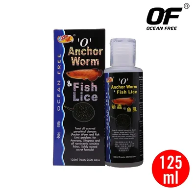 Ocean Free O Anchor Worm & Fish Lice, 125ML Treats All External parasitical Disease Problems for Arowana's, Stingrays
