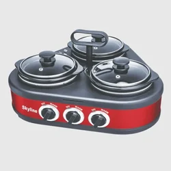 Skyline VTL-6464 Triangle Model Triple-Pot Slow Cooker – 3x1.25L for Multi-Dish Convenience 300W With 1 Year Warranty