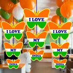 Pack of 5 Tri Color I Love My India Butterfly Hanging Cutouts Ceiling Swirls Independence Day Decor Set Cardstock Paper Lightweight