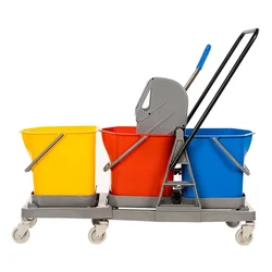 Heavy Duty 60 Liters Triple Bucket Mop Wringer Trolley