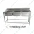 High Volume Operation 16x16 inch Triple Unit Sink without Tap, SS 304 Body, 22x67x30 inch For Kitchen, Restaurant, Laboratory