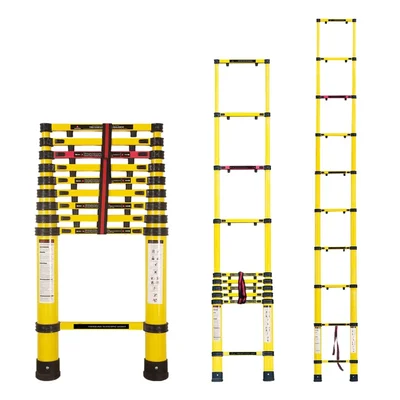 TROLIFT (GALT-FRP40) 4 meter/13 feet 10 Steps Fiberglass Telescopic Ladder, 150 kg Load Capacity