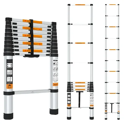 TROLIFT 10.5 Feet (3.2 meter) 11 Steps Aluminium Telescopic Ladder, 150 kg Load Caapcity