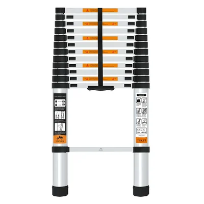 TROLIFT 12.5 Feet (3.8 meter) 13 Steps Aluminium Telescopic Ladder, 150 kg Load Capacity