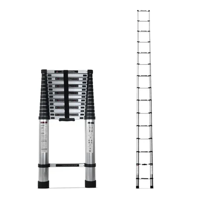 TROLIFT 15 Feet (4.4 meter) 15 Steps Aluminium Telescopic Ladder, 150 kg Load Capacity