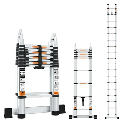 TROLIFT 19 Feet (5.5 meter) 18 Steps 2-in-1 Double Aluminium Telescopic Ladder, 150 kg Load Capacity
