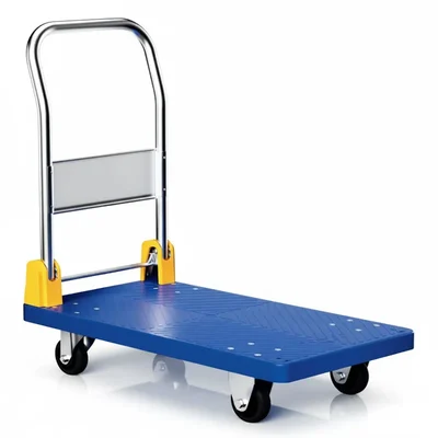 TROLIFT Heavy Duty 60 x 90 cm Foldable HDPE Platform Trolley With Stainless Steel Handle, 400 kg Load Capacity