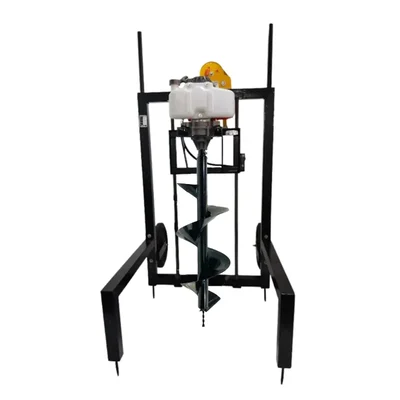 MECSTROKE 63-cc, 2-stroke Trolley Type Earth Auger / Post hole digger Machine with 10 inch Auger Bit