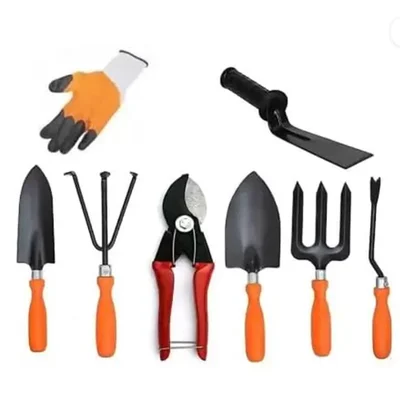 AGT Garden Tools Combo Kit of 5 Tools Trowel Set, a Double-Cut Garden Cutter, a 3inch Khurpi and Gardening Gloves (8 Tools
