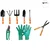 Jaiveer Set of 8 Garden Tools - Trowel, Transplanter, Garden Fork, Cultivator, Weeder, Pruner, Hedge Shear and Garden Gloves