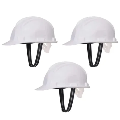 Heavy Duty Nape Safety Helmet Pack of 3 Pin Lock Type HDPE Material, Free Size for Industrial Uses