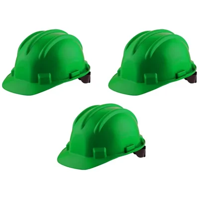 Heavy Duty Pack of 3, 10, 50 Pcs Green Colour Ratchet Safety Helmet - HDPE Material, Free Size for Industrial Uses(Pack-3 pcs)