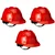 Turbo 3 Pcs Red Colour Ratchet Safety Helmet - HDPE Material, Free Size for Industrial Uses