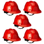 Turbo 5 Pcs Red Colour Ratchet Safety Helmet - HDPE Material, Free Size for Industrial Uses