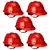 Turbo 5 Pcs Red Colour Ratchet Safety Helmet - HDPE Material, Free Size for Industrial Uses