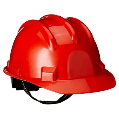 Turbo Red Colour Ratchet Safety Helmet - HDPE Material, Free Size for Industrial Uses