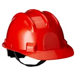 Turbo Red Colour Ratchet Safety Helmet - HDPE Material, Free Size for Industrial Uses