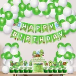 Turtle Theme 37 Pcs Birthday Party Decoration Kit Kids Safe Latex Balloons Cardstock Banner Cake Topper(Pack of 3)