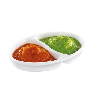 4.3 Inch Twin Sauce Dish (Pack of 12) Dual Compartment Bowls for Dipping, Condiments, Sushi With Space Saving Design