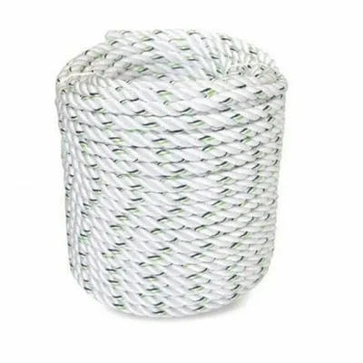 Twisted Polyamide Rope 100 meter with Wear Indicator and Thimble 10 mm Diameter, Virgin Virgin Polyamide Multifilament Rope, White(Pack-100 meter)