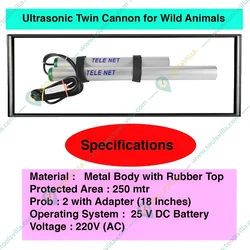 TELE NET UTC WA 144 Ultrasonic Twin Cannon for Wild Animals | Protect up to 250 meter Area (3 Months Warranty)