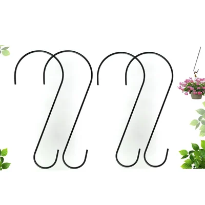 Ecofynd HOOK011-BLK-102 Heavy Duty Metal S-Shaped Hanging Hook for Secure Home & Garden Use(Pack of 4)