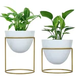 Ecofynd White Decorative Modern Indoor Planter with Stand, Decorative Modern Indoor Planter (Pack of 2)
