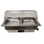 Electric SS Chaffing Dish Containing 2 Units of 1/2 GN Pans with PC Roll Top Lid