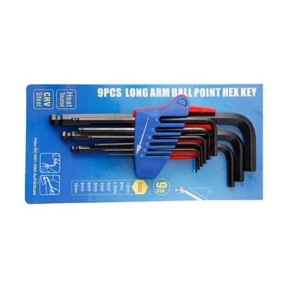 DE NEERS 9 Pcs Long Arm Ball Point Hex Allen Key Sets (DNKBHM9L)
