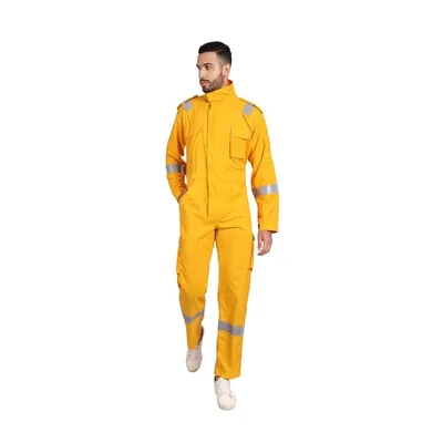 Uniformer Yellow Inherent Fire Retardant Coverall With Reflective Tape(Size-L)