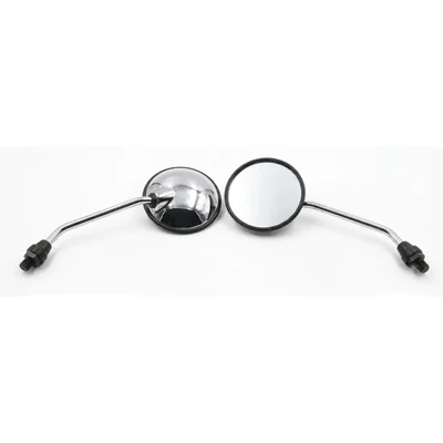 Heavy Duty Universal Premium Round Chrome Motorcycle Rearview Mirror Set Distortion-Free Clear Glass Pair