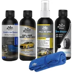 Uniwax Combo Set 200ml of Scratch & Swirl Remover, Car & Bike Wash Plus Wax, All In Car & Bike Polish, Tire dresser with Micro Fiber Cloth 