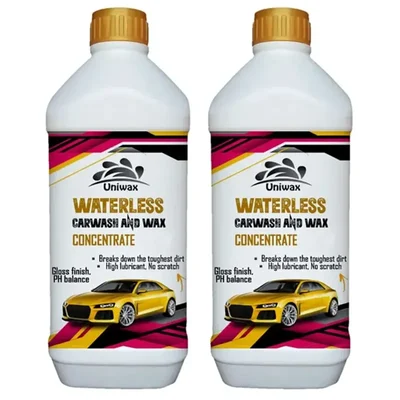 2 Pack of Uniwax 2L (1L x 2pcs) Waterless Car Wash And Wax Concentrate for Cars, Bikes, Scooters
