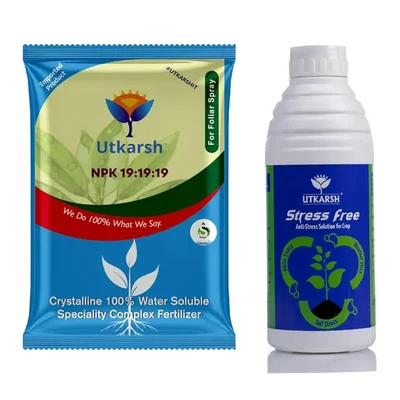 Utkarsh New Foliage Combo Pack | NPK 191919(900g) + Stress free(1L)