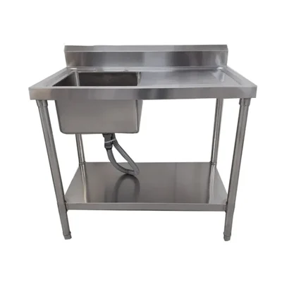 44x24x34 inch Stainless Steel Utility Sink Free Standing, Single Bowl with Under Shelf