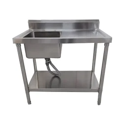44x24x34 inch Stainless Steel Utility Sink Free Standing, Single Bowl with Under Shelf 